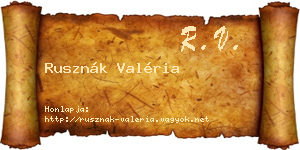 Rusznák Valéria névjegykártya